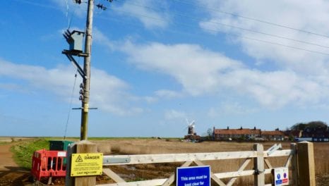 Overhead power lines removed at Norfolk coastal spot